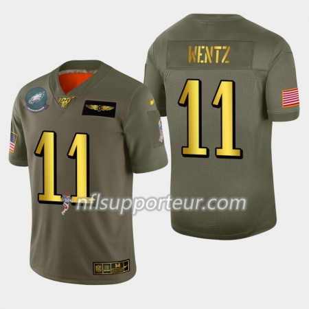 Maillot Homme Philadelphia Eagles Carson Wentz 11 Nike 2019 Salute to Service 100th